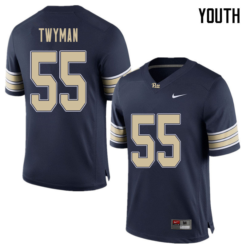 Youth #55 Jaylen Twyman Pittsburgh Panthers College Football Jerseys Sale-Home Blue